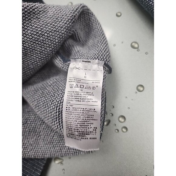 Banana Republic Sweater Jacket Charcoal Blue Full Zip Up Cotton Knit Men Large - Picture 3 of 7